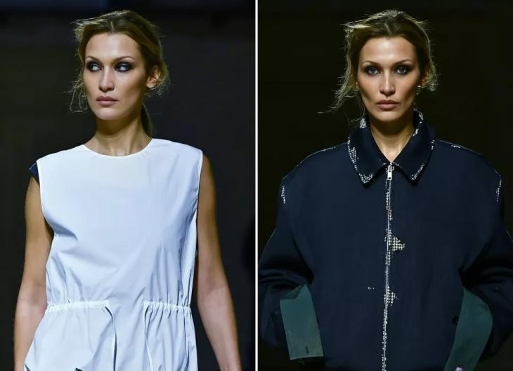 Белла Хадид вернулась на подиум: 4 лаконичных образа с показа Prada в Милане
